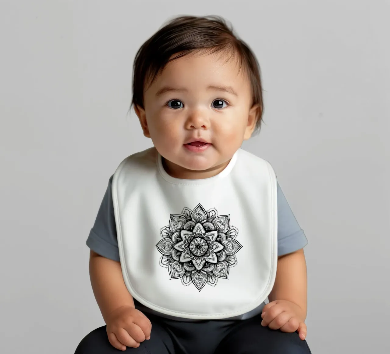 Mandala in bianco e nero bavaglino da Spiritual Touch