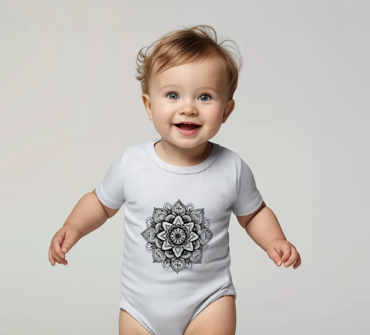 Mandala in bianco e nero body neonato maniche corte da Spiritual Touch