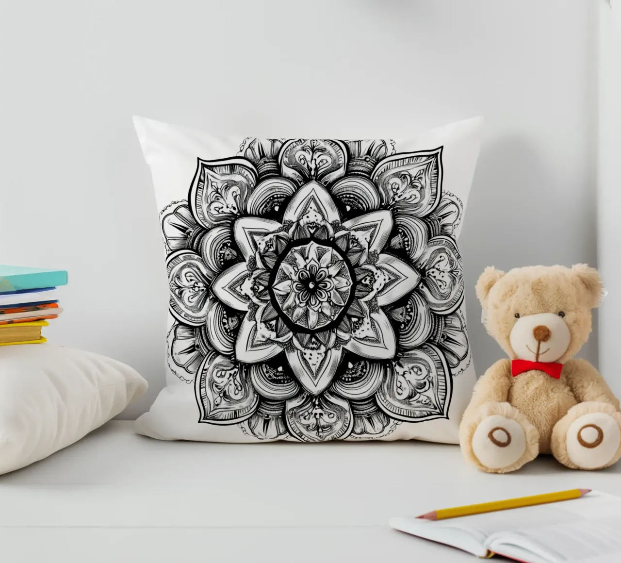 Mandala in bianco e nero cuscino da Spiritual Touch