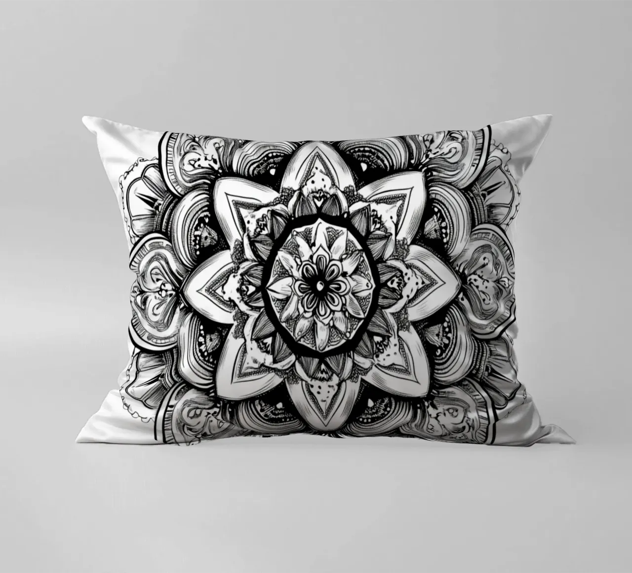 Mandala in bianco e nero cuscino da Spiritual Touch
