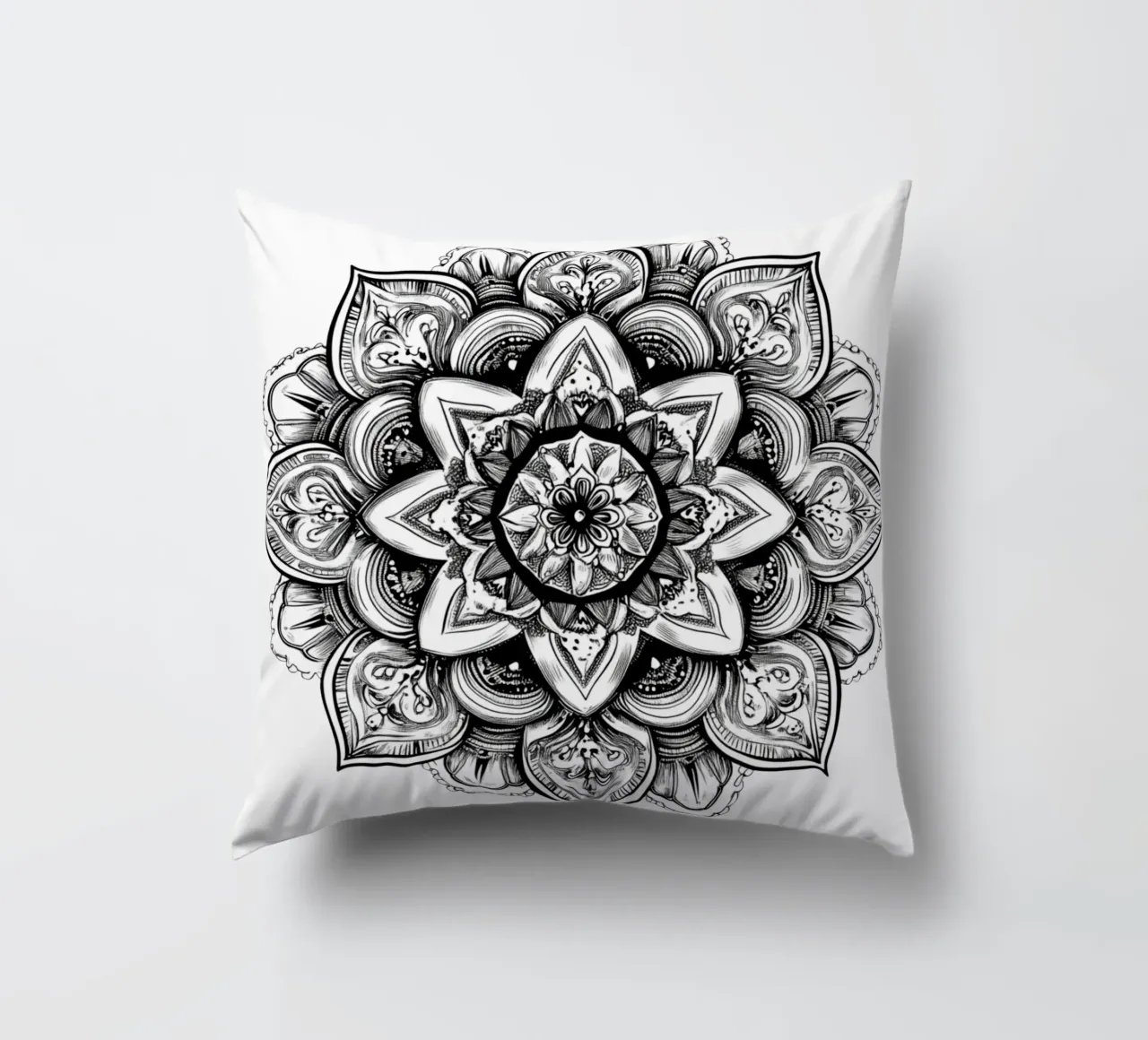 Mandala in bianco e nero cuscino da Spiritual Touch