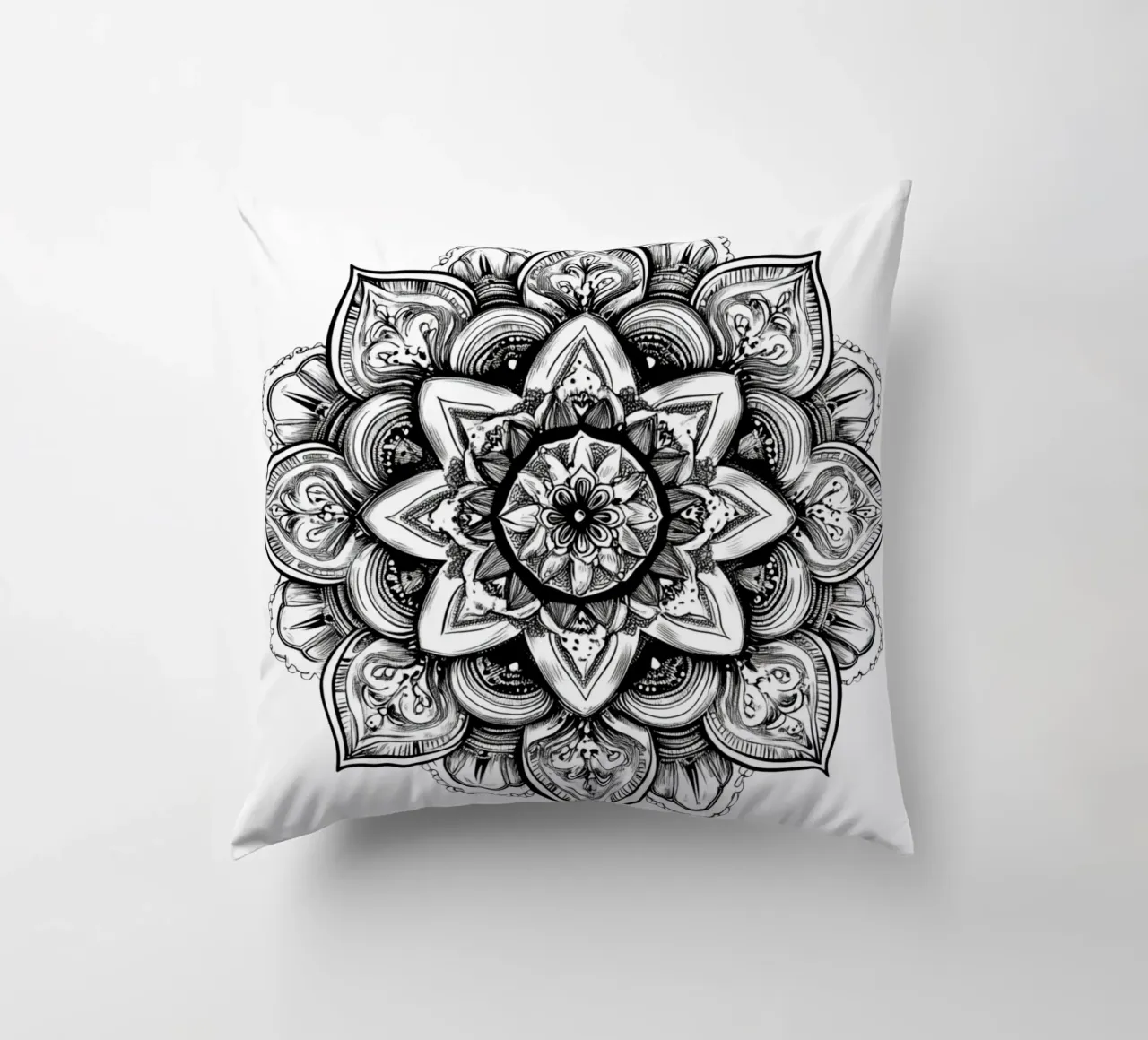 Mandala in bianco e nero cuscino da Spiritual Touch