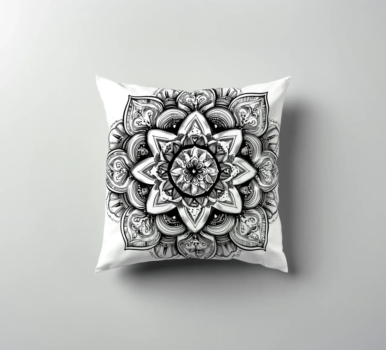 Mandala in bianco e nero cuscino da Spiritual Touch