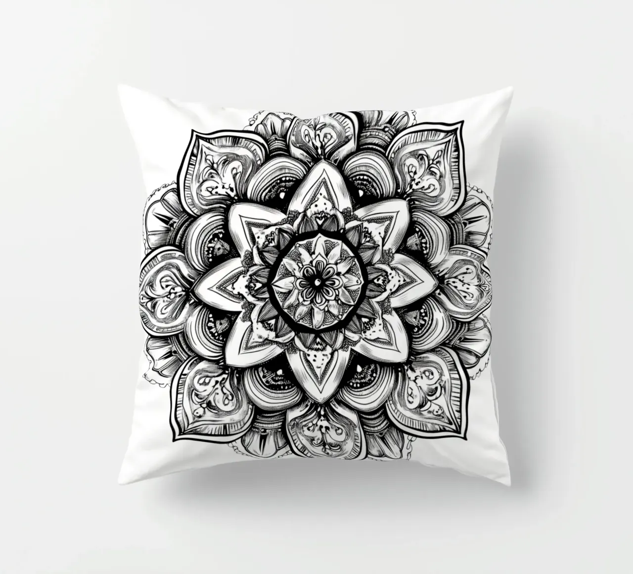 Mandala in bianco e nero cuscino da Spiritual Touch