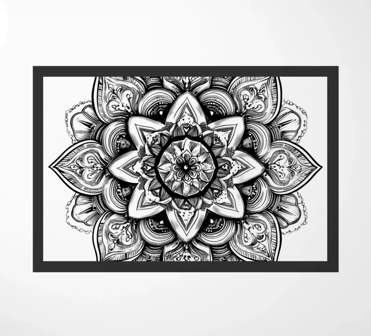 Mandala in bianco e nero zerbino da Spiritual Touch