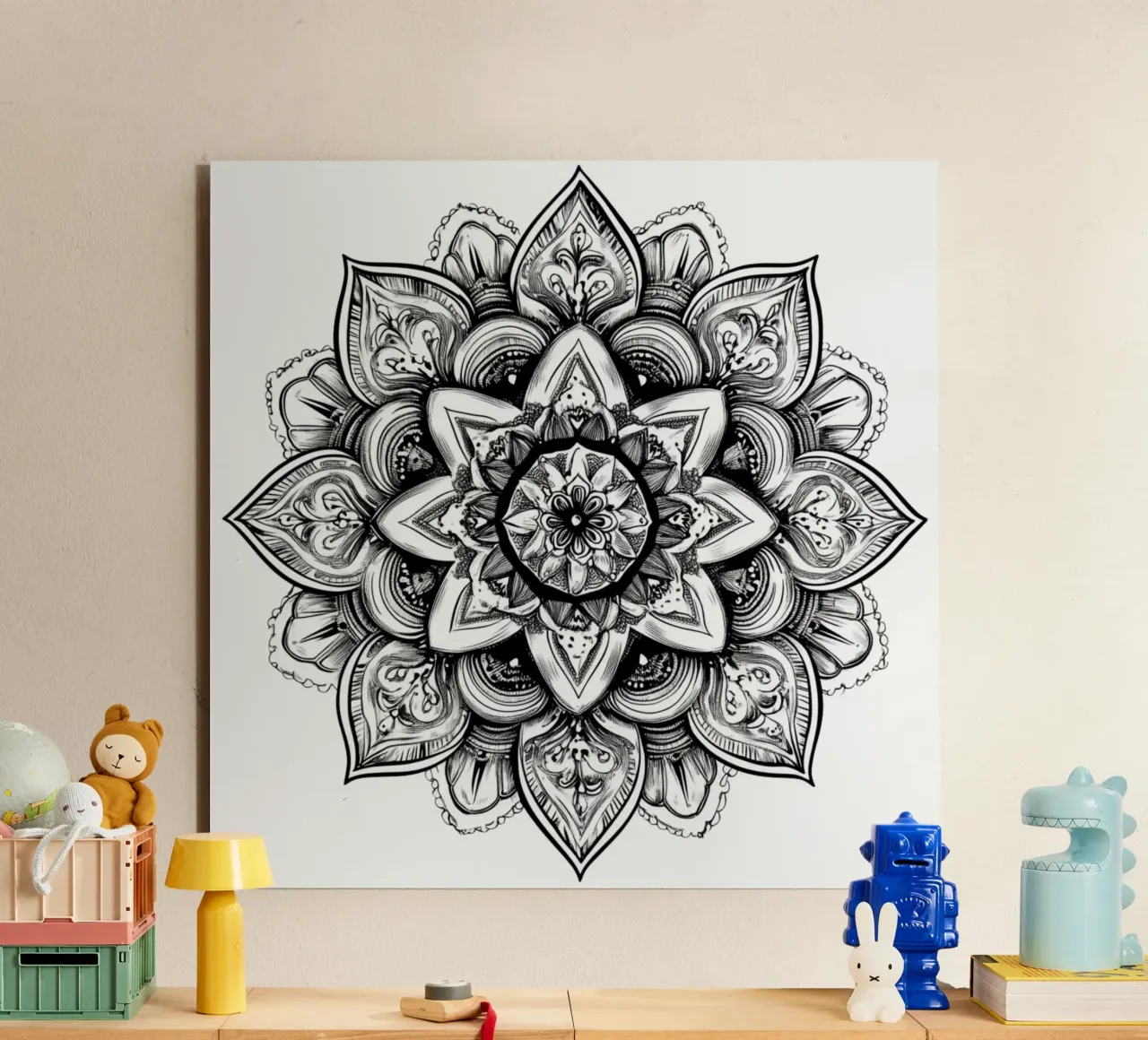 Mandala in bianco e nero alluminio dibond da Spiritual Touch