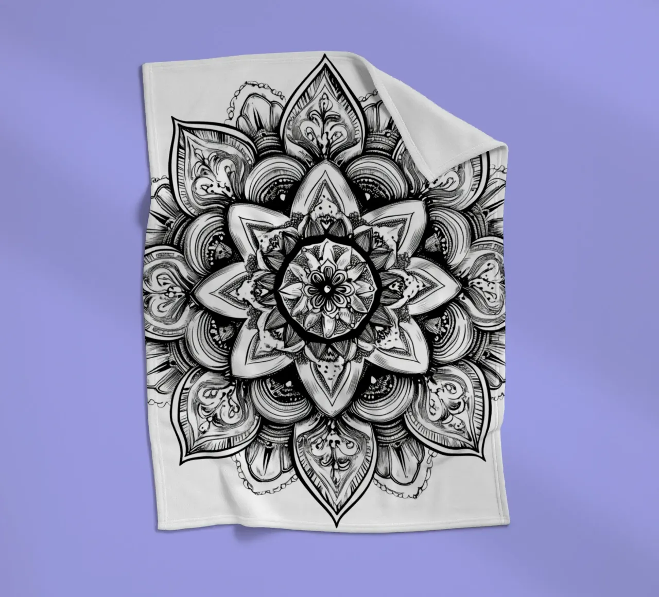 Mandala in bianco e nero coperta in pile da Spiritual Touch