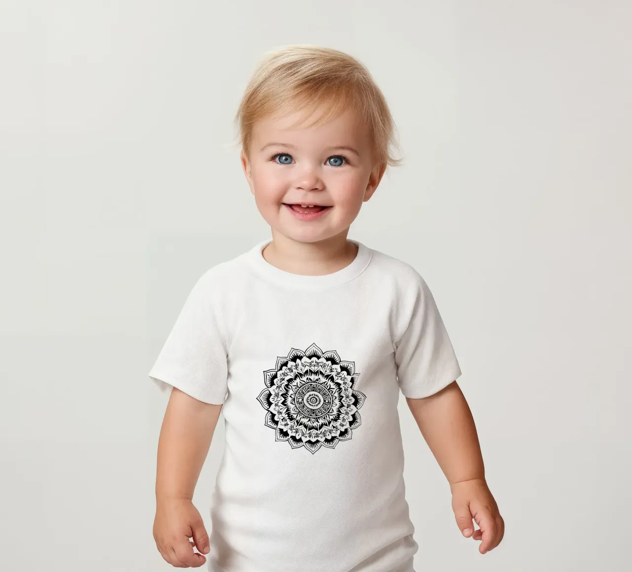 Mandala in bianco e nero maglietta neonato da Spiritual Touch