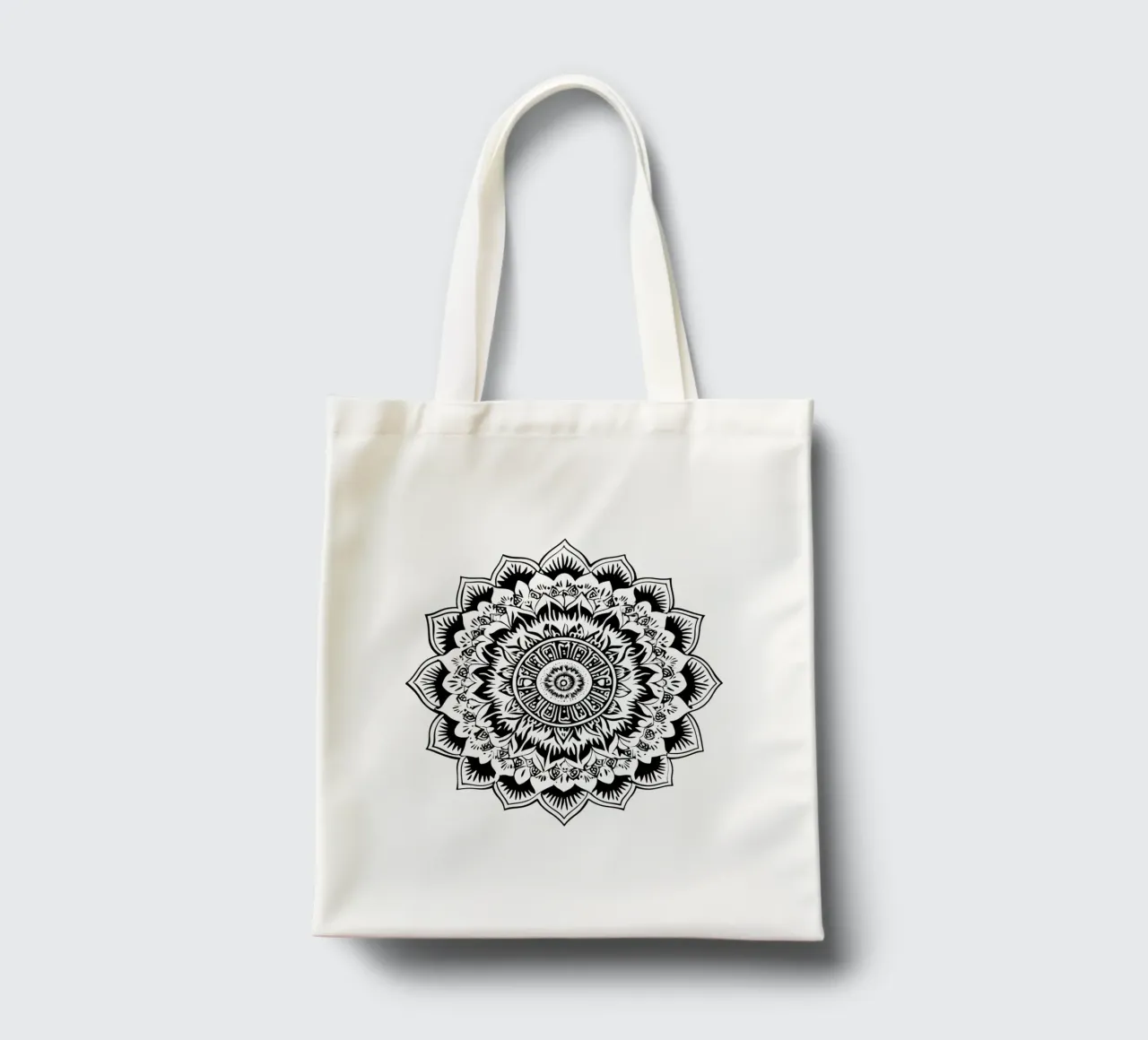 Schwarz-weißes Mandala Jutebeutel von Spiritual Touch