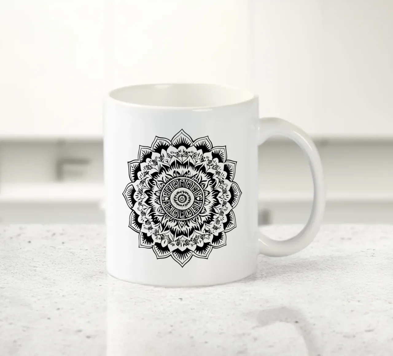 Mandala in bianco e nero tazza in ceramica da Spiritual Touch