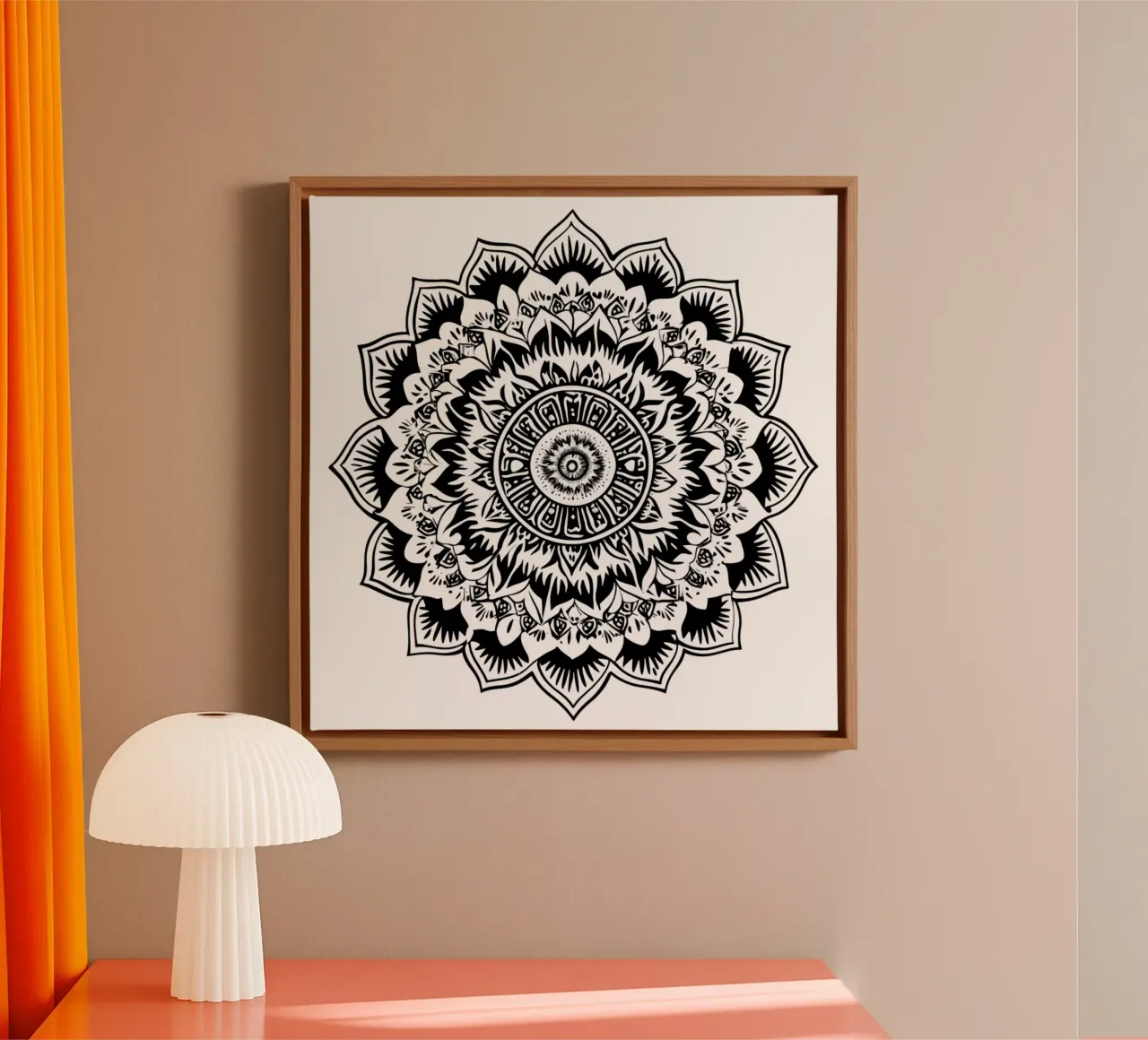 Mandala in bianco e nero tela con Cornice a cassetta da Spiritual Touch