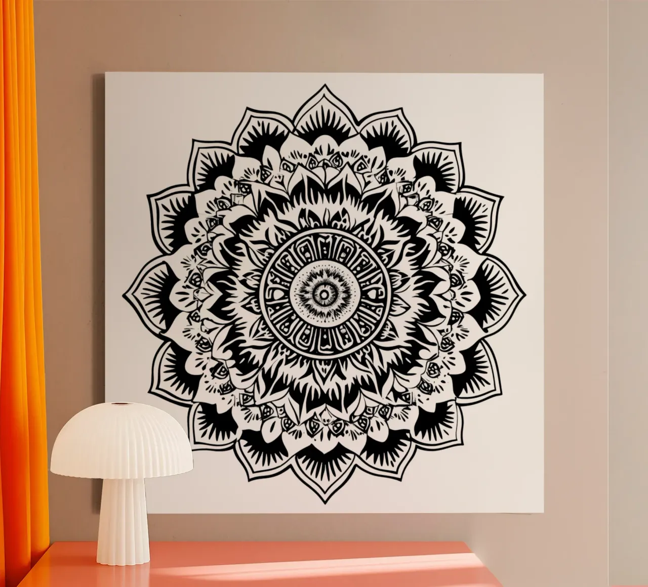 Mandala in bianco e nero tela con Cornice a cassetta da Spiritual Touch