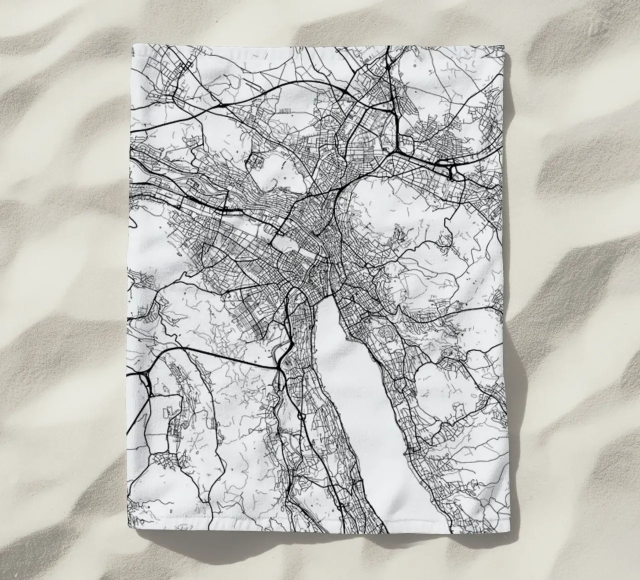 Zurich Minimal beach towel by Hubert Roguski