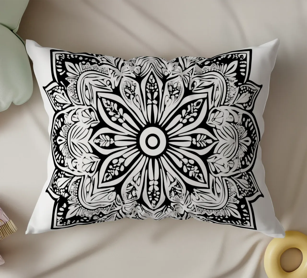 Mandala in bianco e nero cuscino da Spiritual Touch