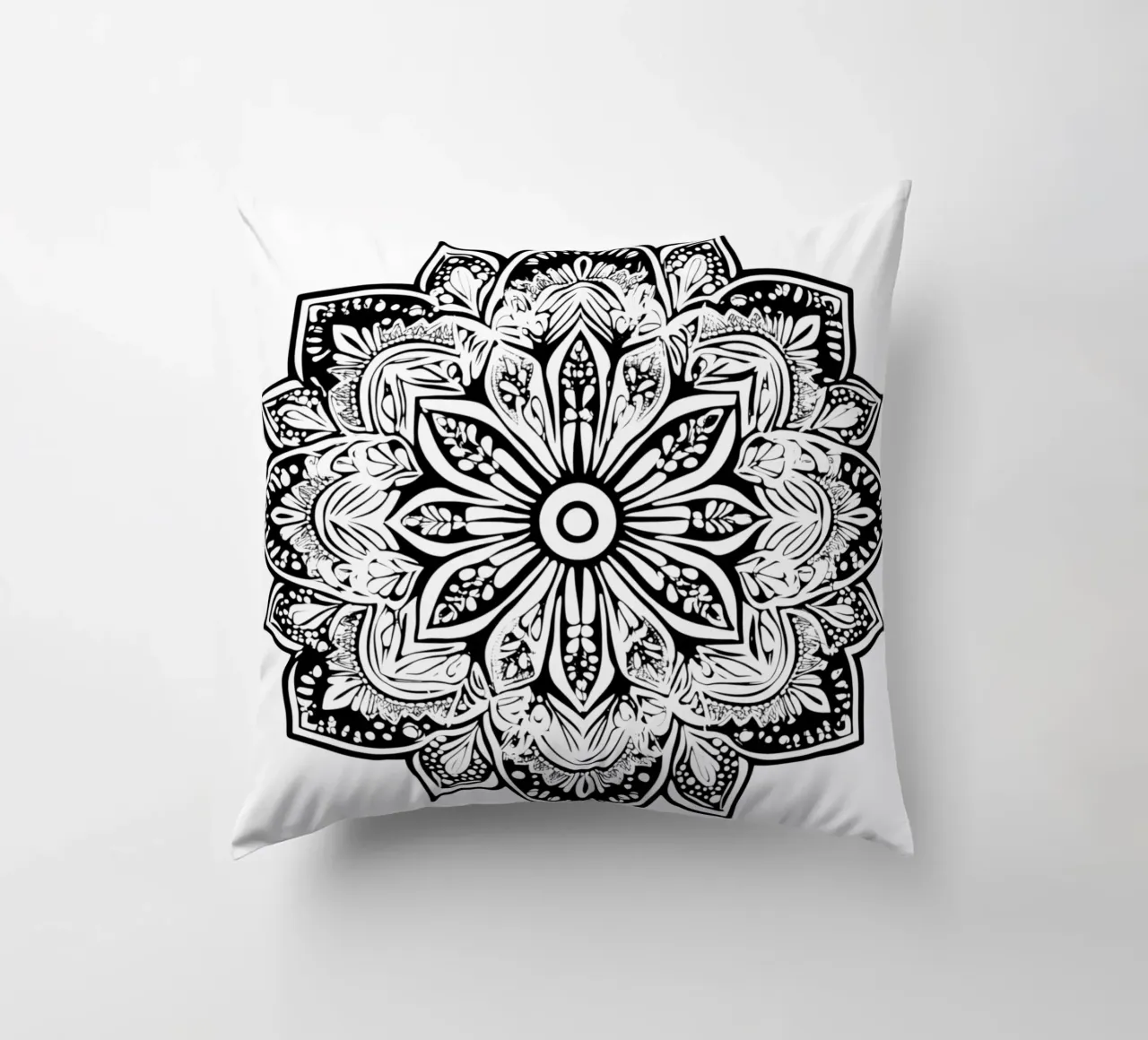 Mandala in bianco e nero cuscino da Spiritual Touch