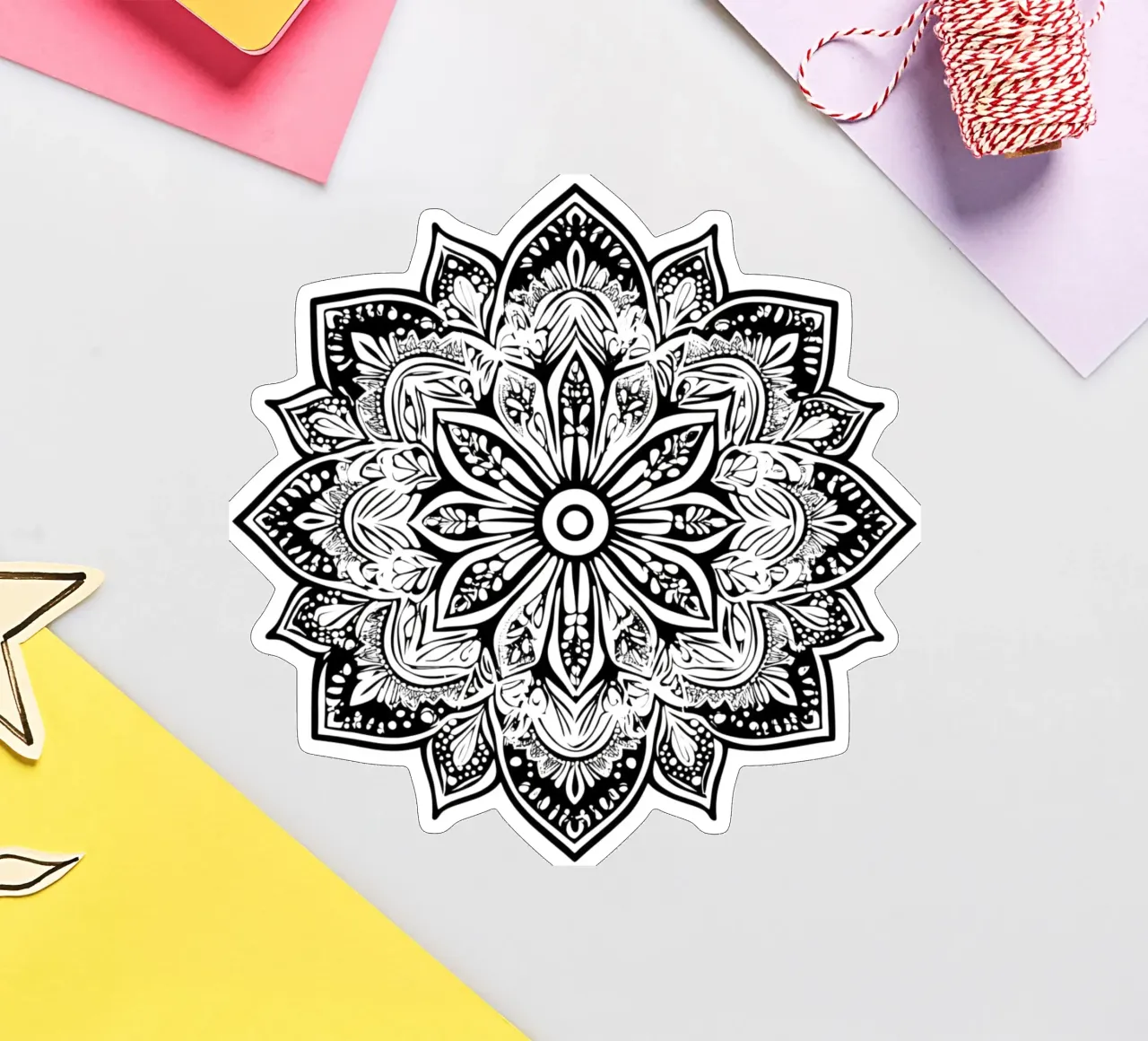 Mandala noir et blanc autocollant de Spiritual Touch