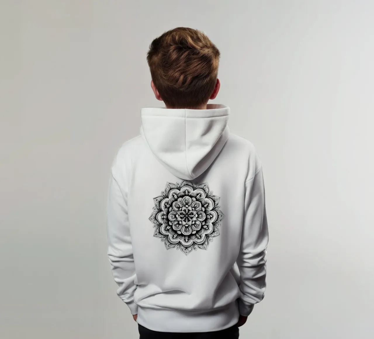 Mandala in bianco e nero felpa bambino con cappuccio da Spiritual Touch