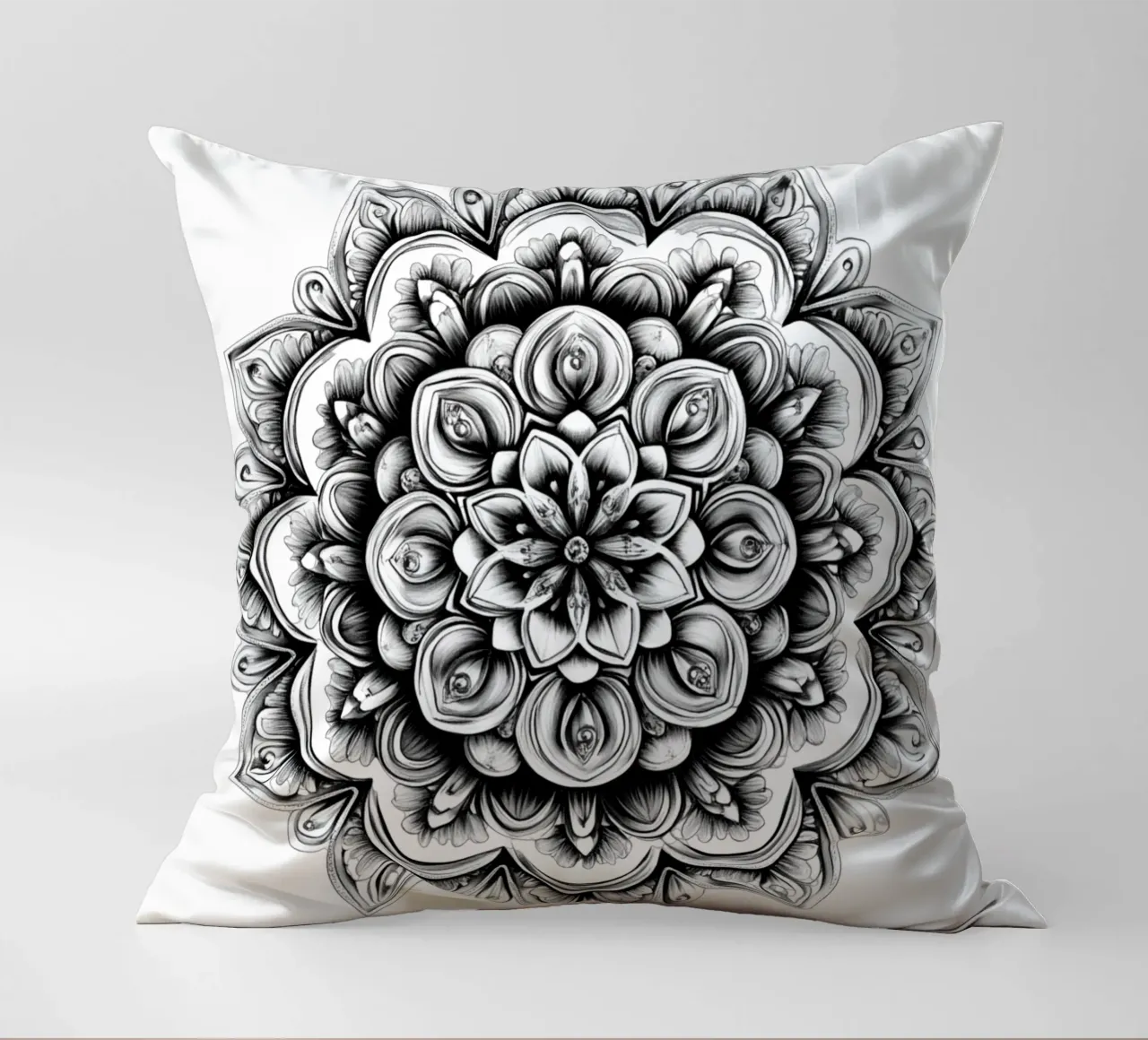 Mandala in bianco e nero cuscino da Spiritual Touch