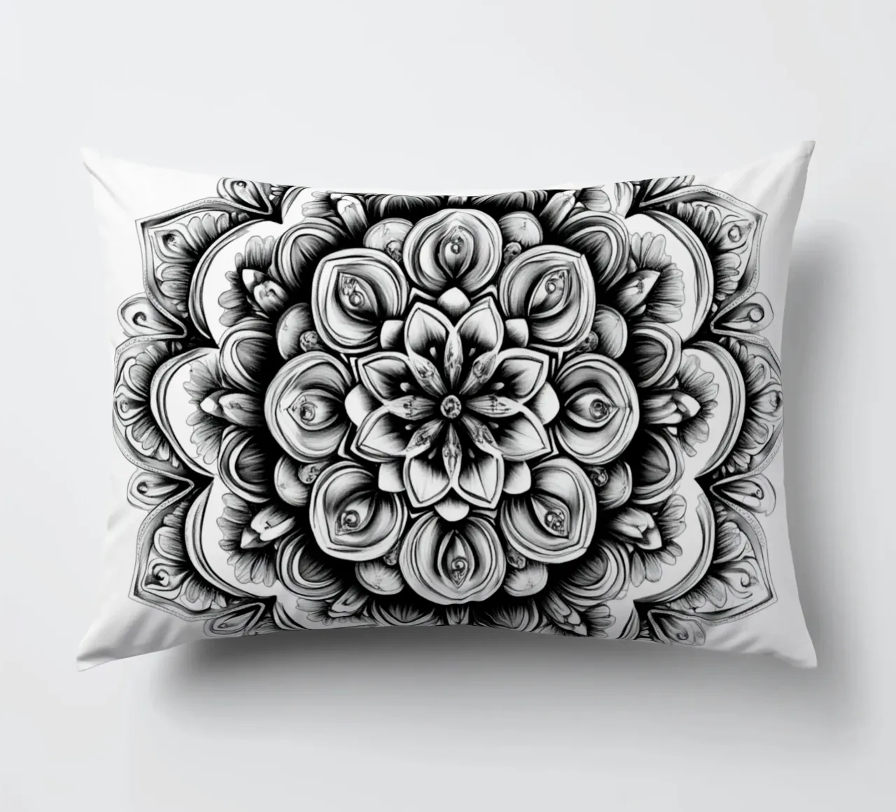 Mandala in bianco e nero cuscino da Spiritual Touch