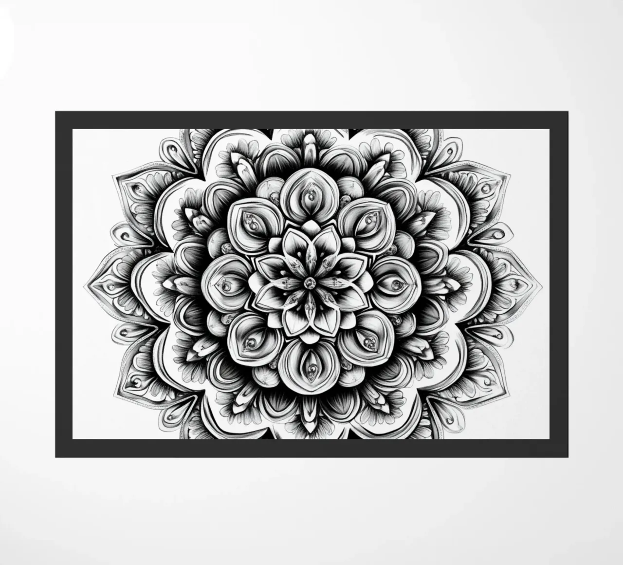 Mandala in bianco e nero zerbino da Spiritual Touch