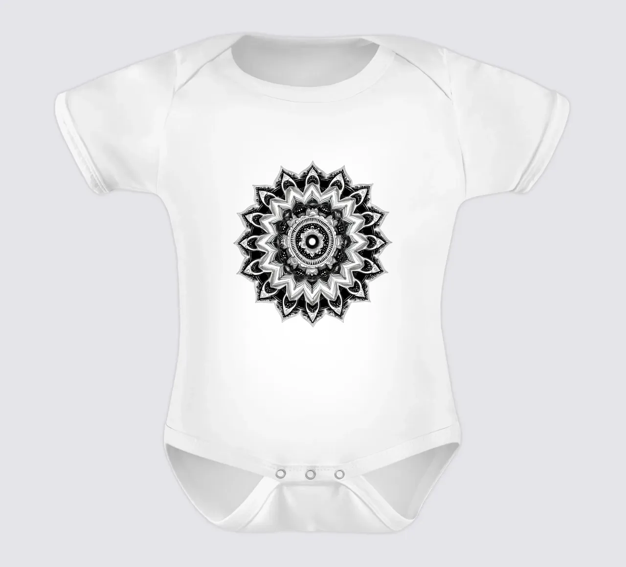 Mandala in bianco e nero body neonato maniche corte da Spiritual Touch