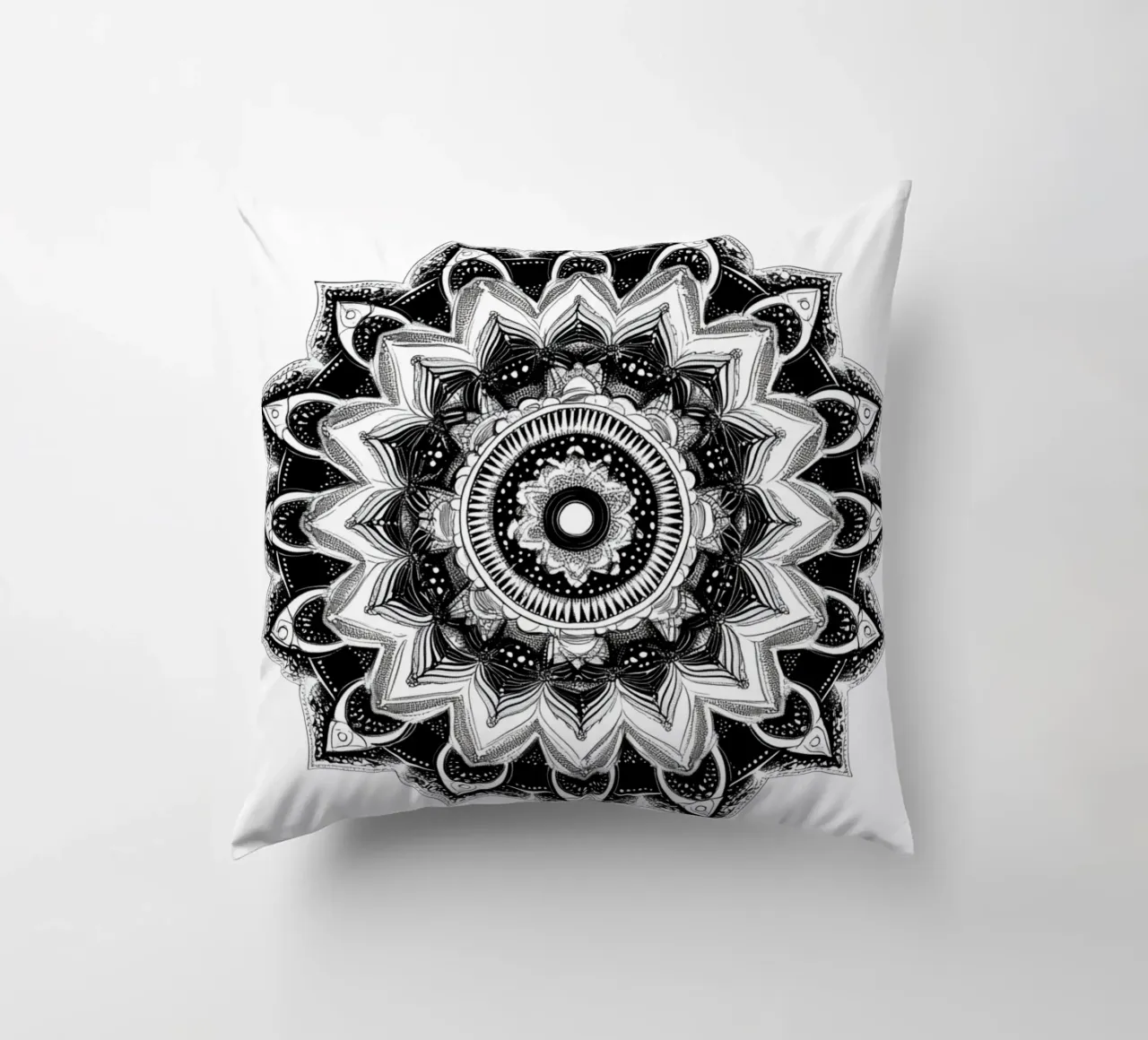Mandala in bianco e nero cuscino da Spiritual Touch
