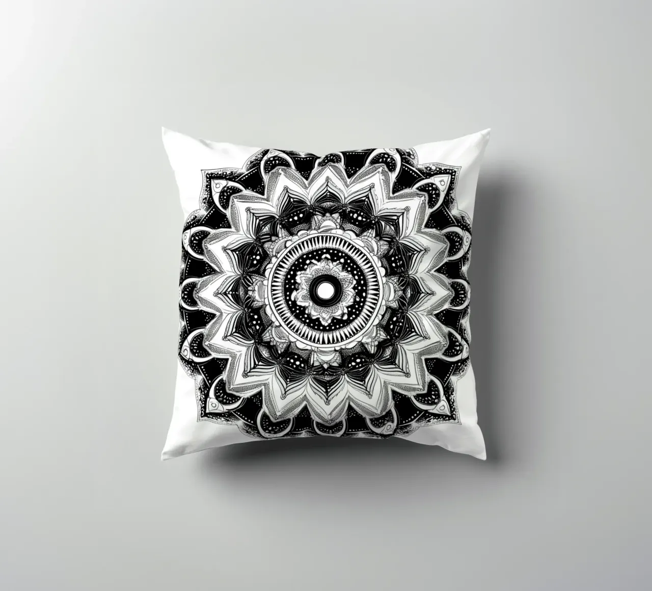 Mandala in bianco e nero cuscino da Spiritual Touch