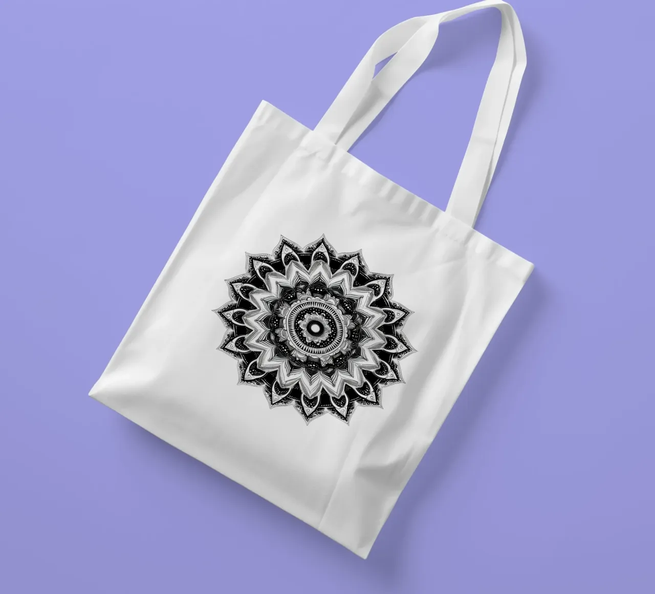 Mandala in bianco e nero borsa in juta da Spiritual Touch
