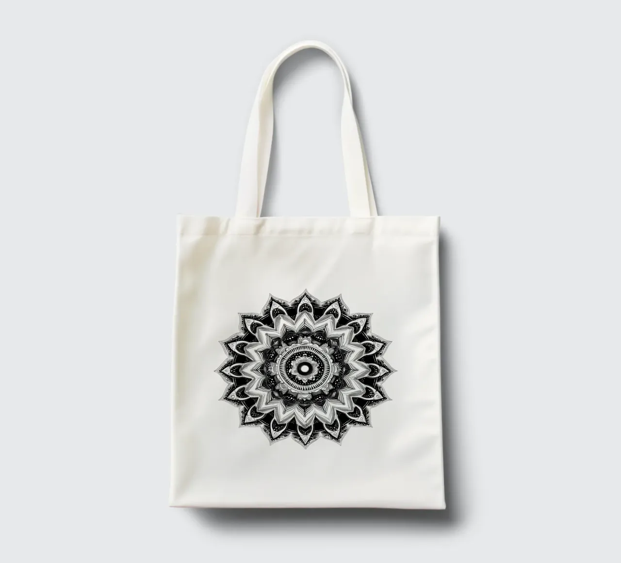 Mandala in bianco e nero borsa in juta da Spiritual Touch