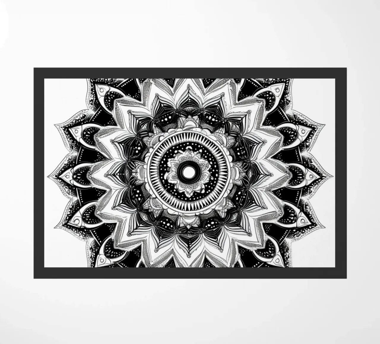 Mandala in bianco e nero zerbino da Spiritual Touch