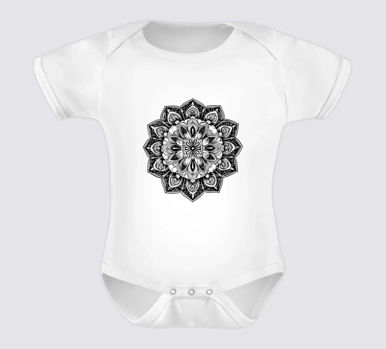 Mandala in bianco e nero body neonato maniche corte da Spiritual Touch