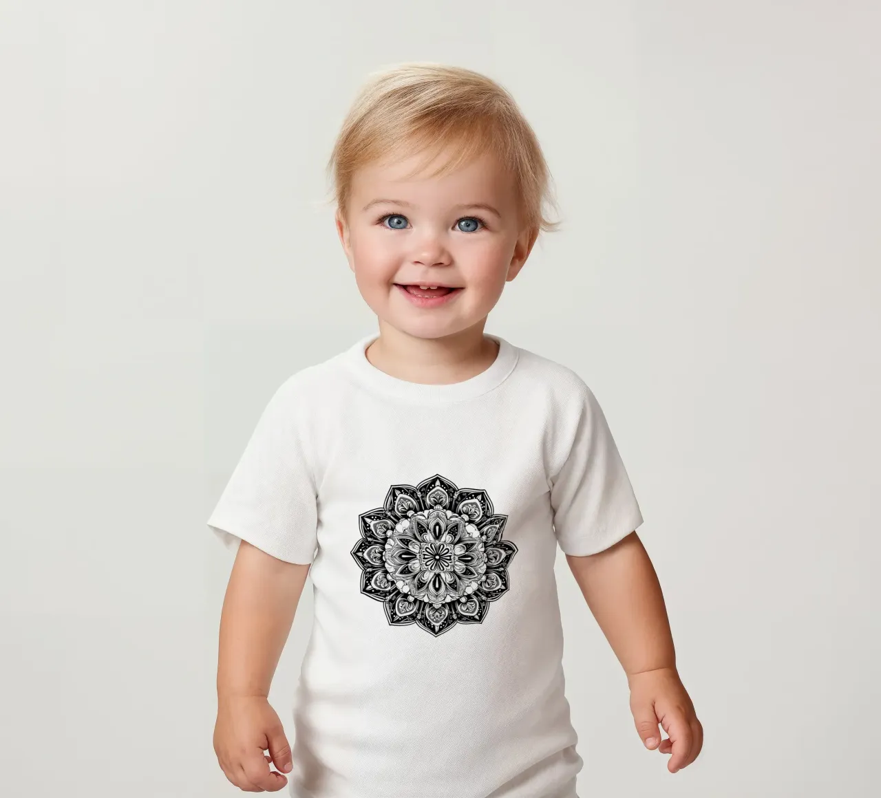Mandala in bianco e nero maglietta neonato da Spiritual Touch