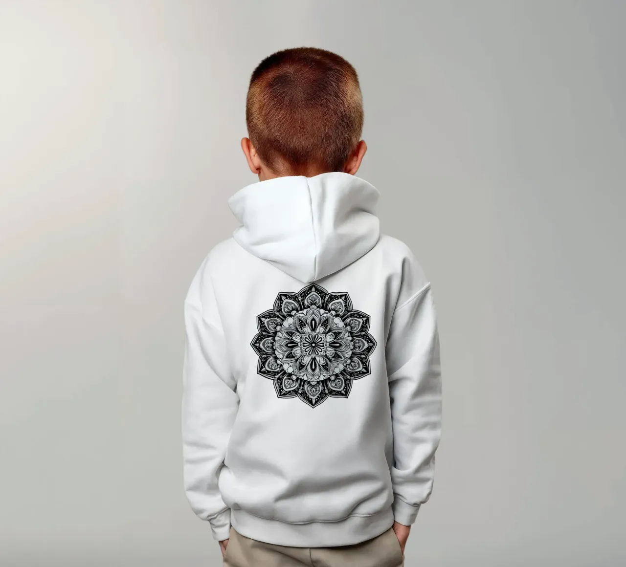 Mandala in bianco e nero felpa bambino con cappuccio da Spiritual Touch