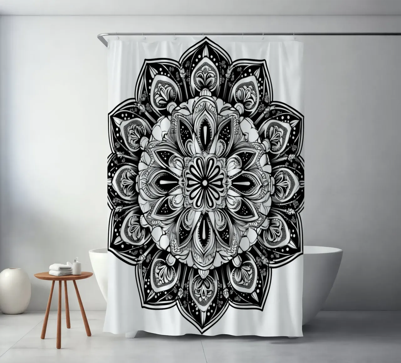 Mandala in bianco e nero tenda da doccia da Spiritual Touch