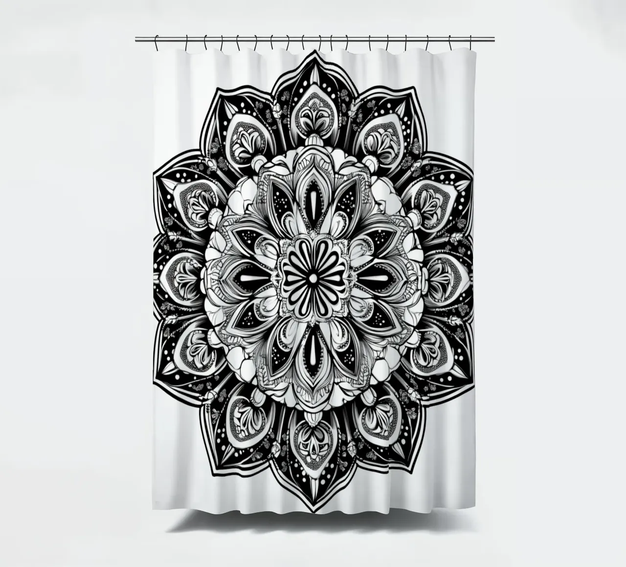 Mandala in bianco e nero tenda da doccia da Spiritual Touch