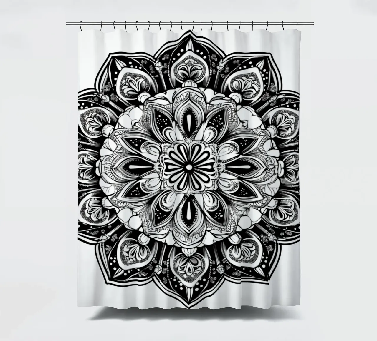Mandala in bianco e nero tenda da doccia da Spiritual Touch