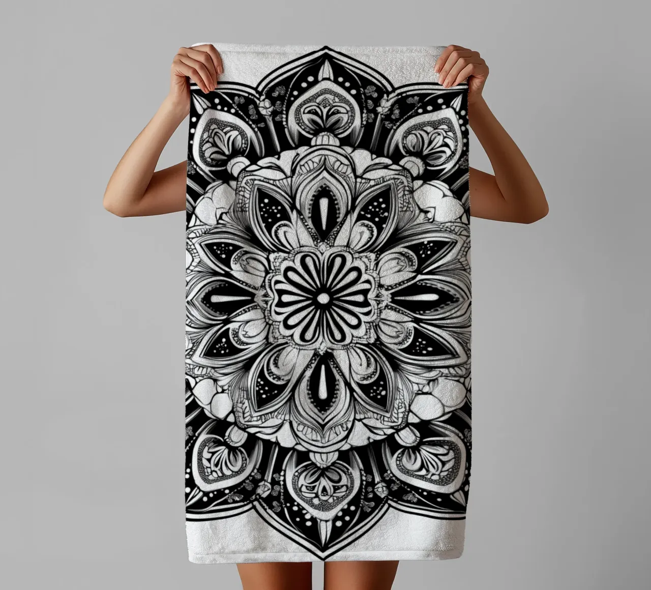 Mandala in bianco e nero asciugamano da bagno da Spiritual Touch