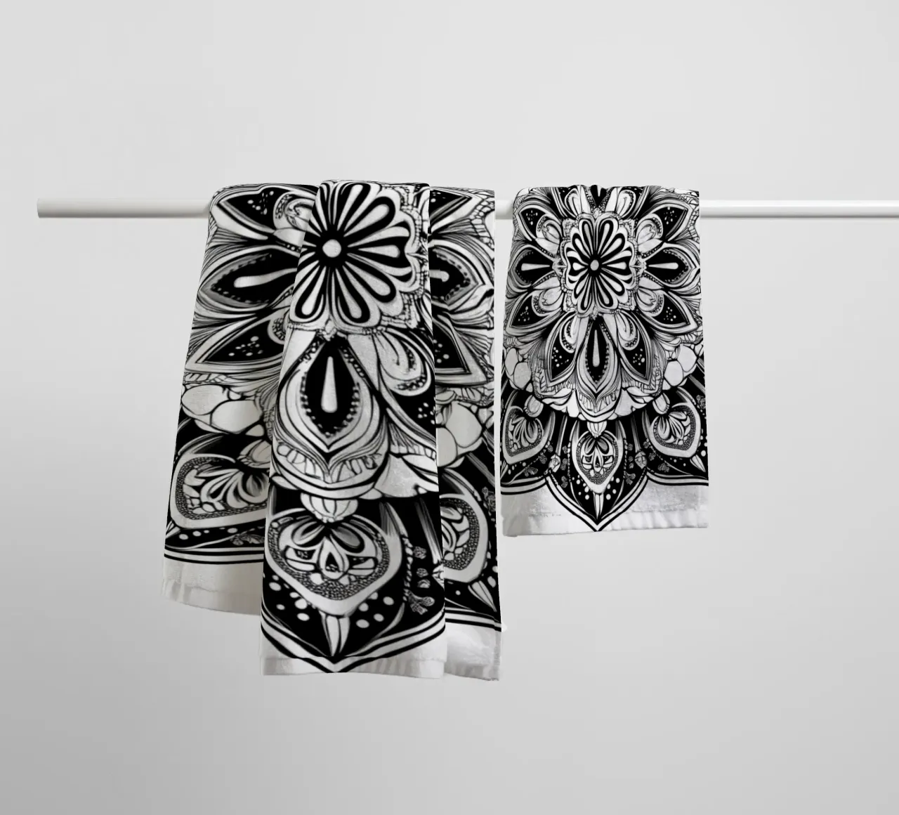 Mandala in bianco e nero asciugamano da bagno da Spiritual Touch