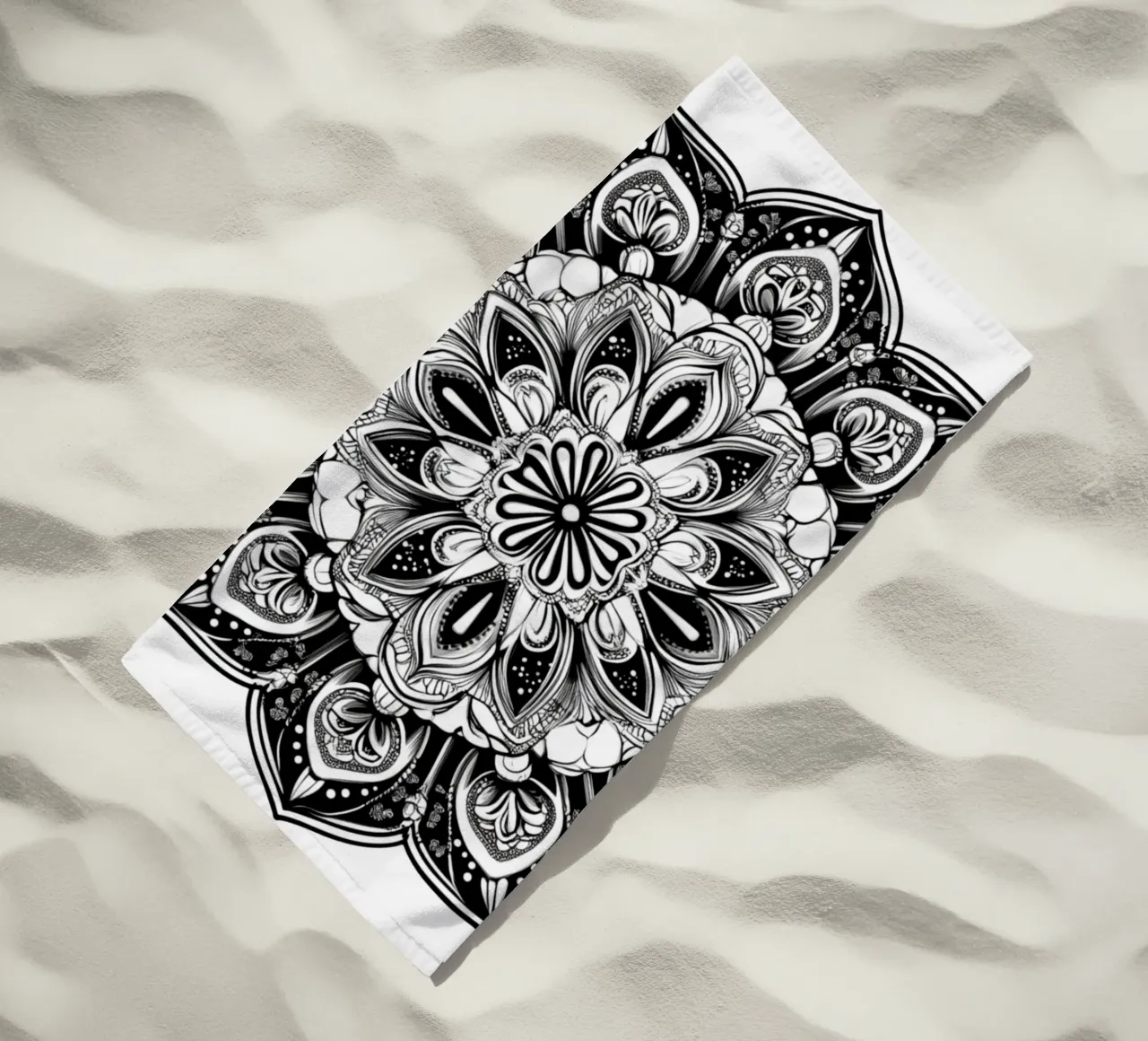 Mandala in bianco e nero telo mare da Spiritual Touch