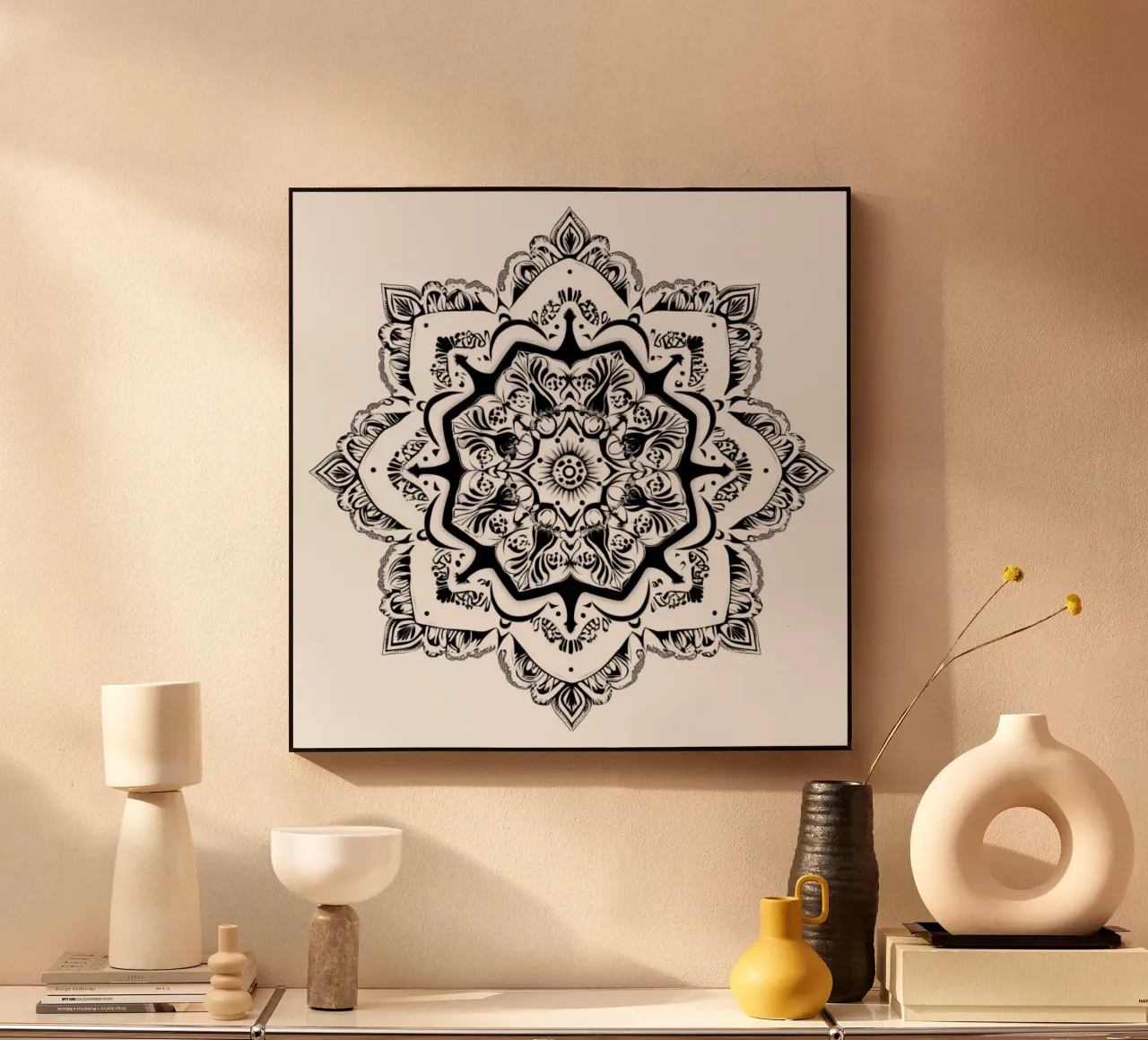 Mandala in bianco e nero alluminio dibond da Spiritual Touch