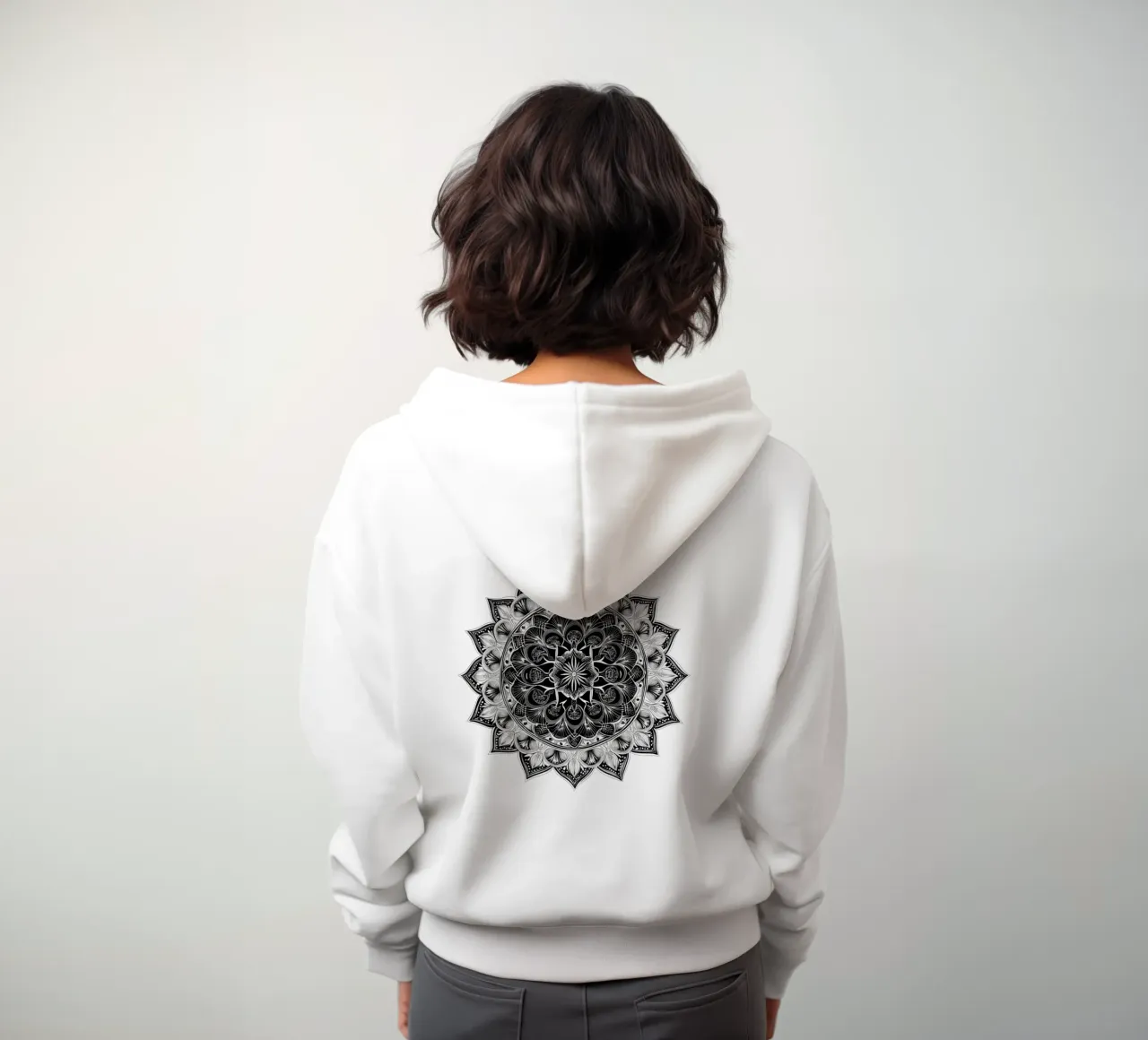 Mandala in bianco e nero felpa con cappuccio da Spiritual Touch