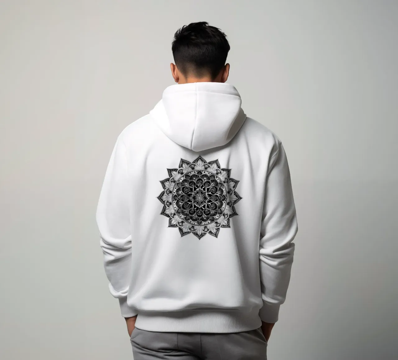 Mandala in bianco e nero felpa con cappuccio da Spiritual Touch
