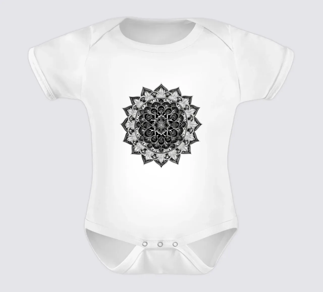 Mandala in bianco e nero body neonato maniche corte da Spiritual Touch