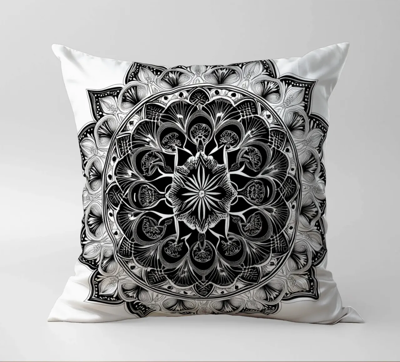 Mandala in bianco e nero cuscino da Spiritual Touch