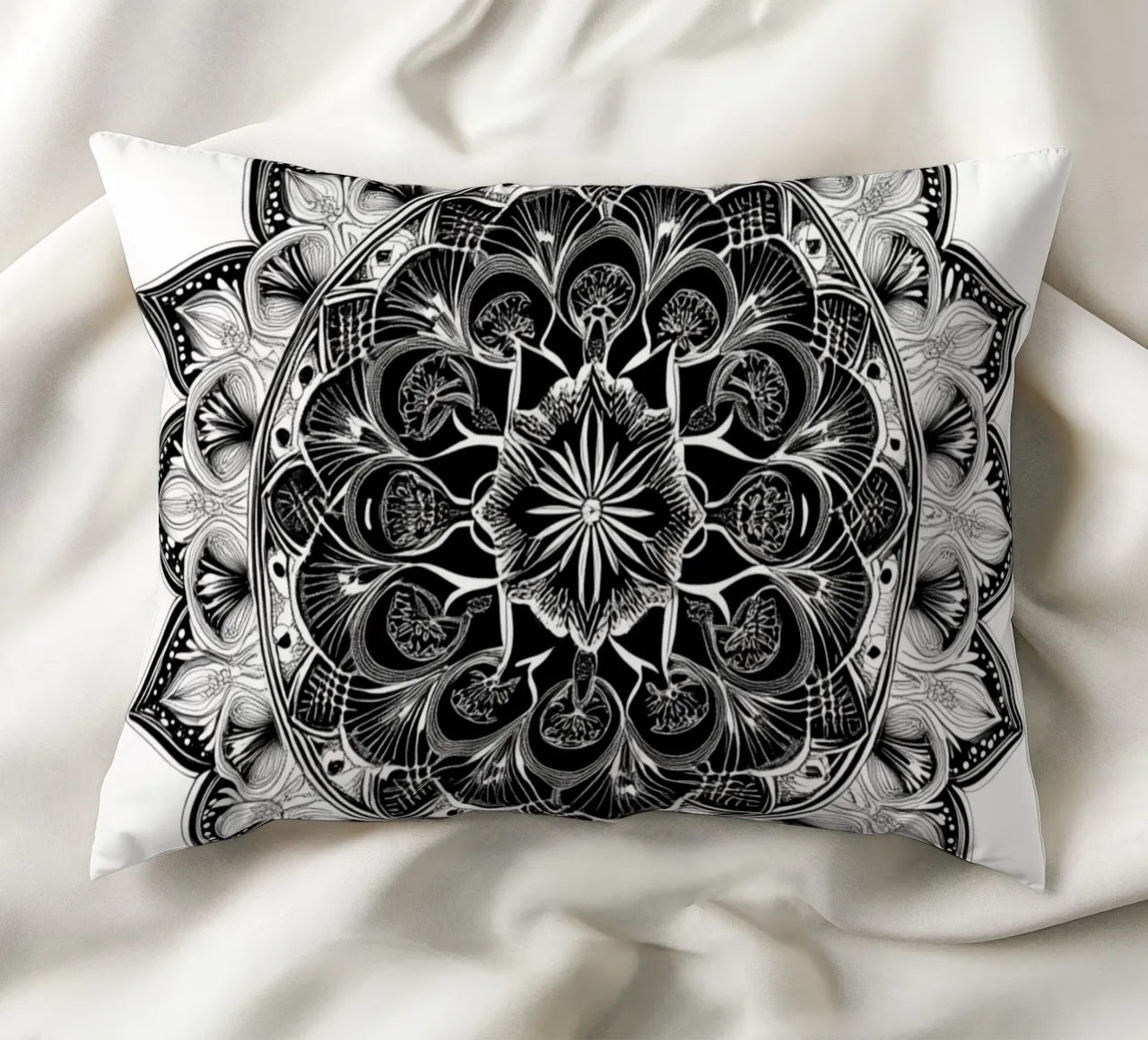 Mandala in bianco e nero cuscino da Spiritual Touch
