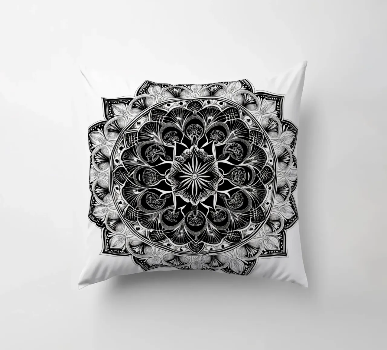 Mandala in bianco e nero cuscino da Spiritual Touch
