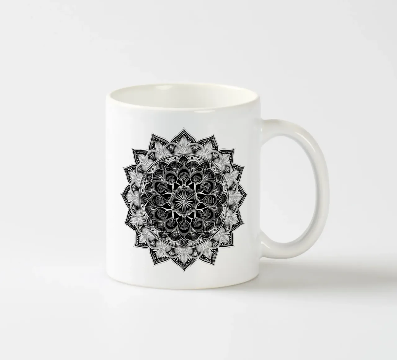 Mandala in bianco e nero tazza in ceramica da Spiritual Touch