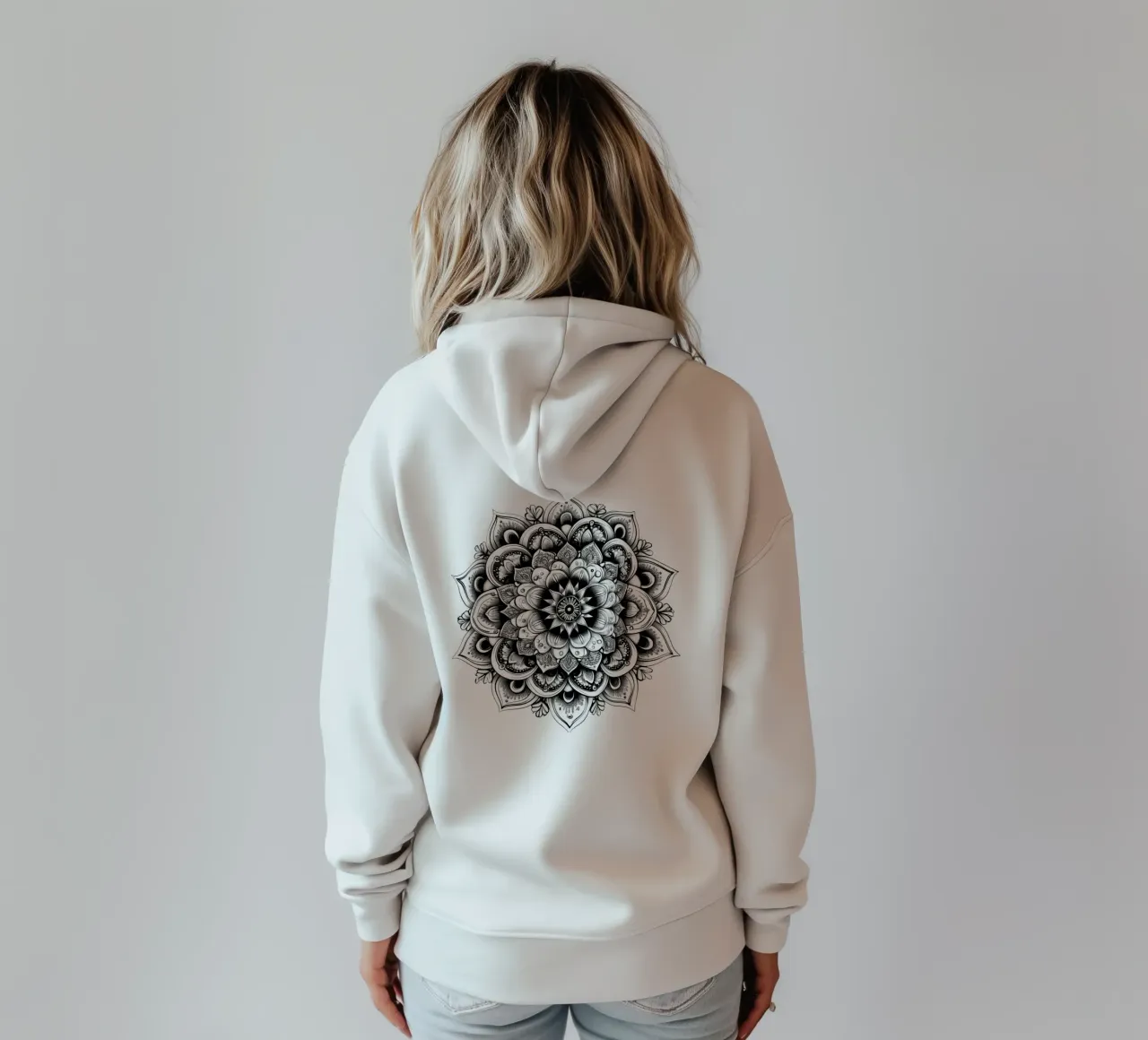 Mandala in bianco e nero felpa con cappuccio da Spiritual Touch