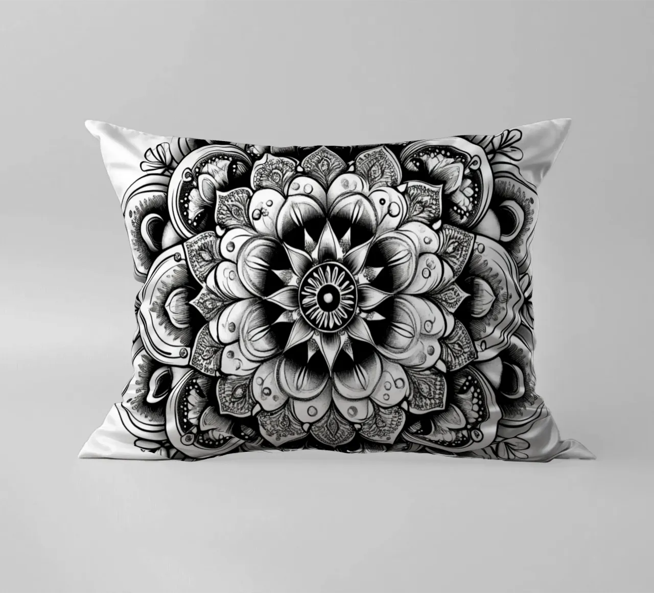 Mandala in bianco e nero cuscino da Spiritual Touch