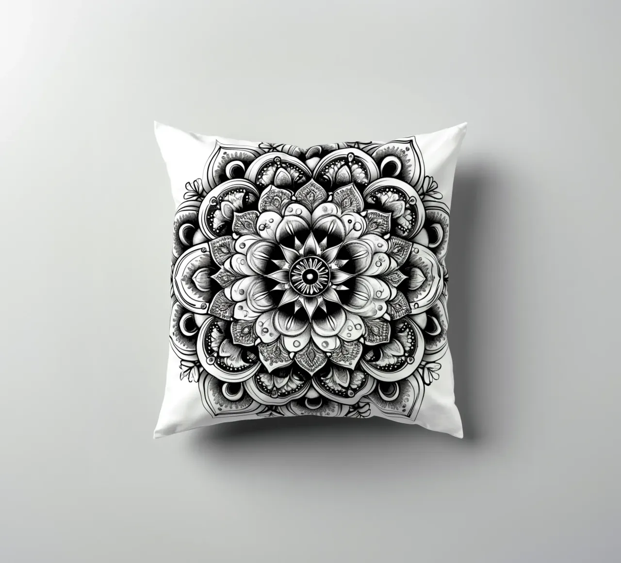 Mandala in bianco e nero cuscino da Spiritual Touch